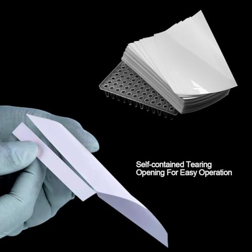 PCR Plate Sealing Film,96 Well Plate Transparent Self-Adhesive Film 133x83mm(Pack of 100 Sheet)