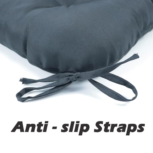 Juego de 6 cojines impermeables para silla con lazos, asientos azul marino exterior e interior 3