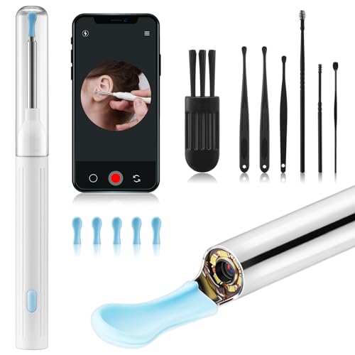 【800W画素&6LEDライト付き】KERYOOLI 耳かき カメラ付き 耳掃除 3.5mm極細レンズ/左右反転機能/WIFI接続/IP67防水/録画写真/Type-C充電/iOS&Android対応 子供 大人 お年寄り 耳かき カメラ みみかき カメラ 日本語取扱説明書付き（ホワイト）