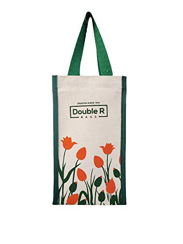 Image of DOUBLE R BAGS Tote Travel Canvas Water Bottle Bag Carrier - (Off-White, 12 x 6 x 3 cm) Pack of 6