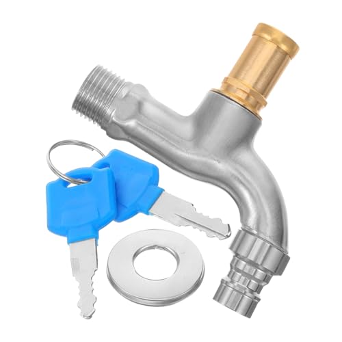 Vaguelly 防盗機能付き銅製水栓蛇口キー付 耐久性屋内外対応キッチン浴室用水道蛇口ユーティリティ洗濯機用