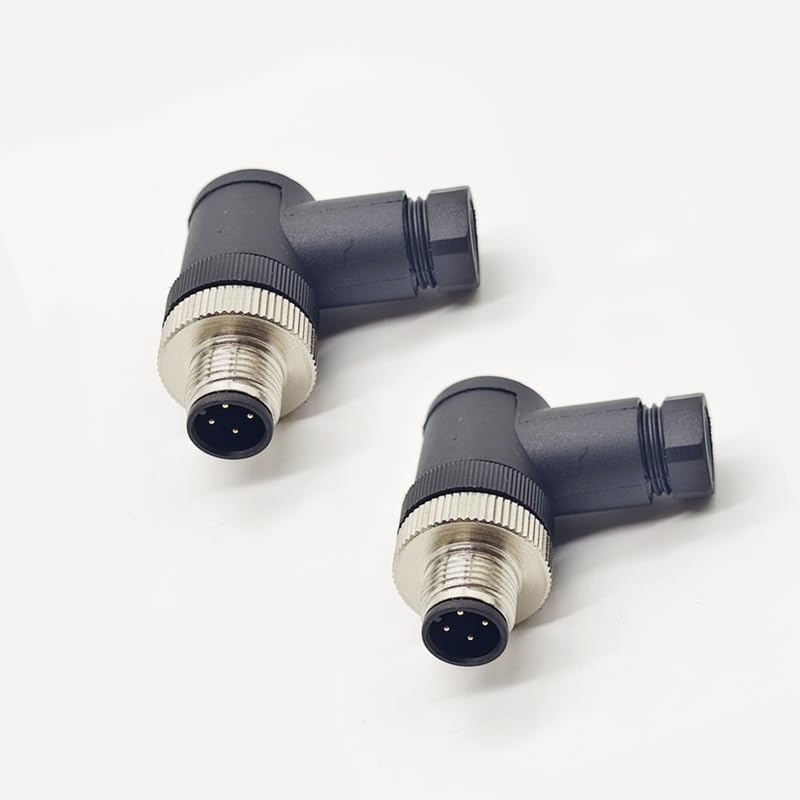 10Pcs M12 4 Pin Male Connector, Right Angle Field Assembly Wireable Adapter 12mm A Code Industrial Circular Connector IP67 Waterproof Sensor for PG7 Cable Unshiled 250V 4A AC/DC for Electric Bicycles