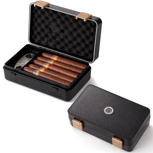 Humidor de puros para viajes, incluye higrómetro y capas extraíbles, capacidad para 10 puros