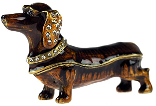 London Ornaments - Pastillero para perro salchicha con acabado esmaltado