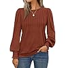 AUTOMET Long Sleeve Shirts Womens Pleated Business Casual Blouses with Smocked Cuffs