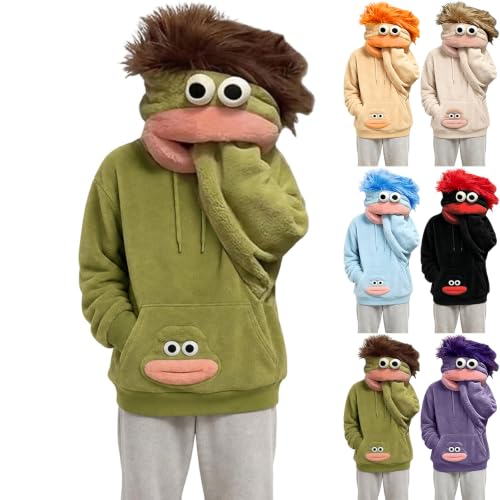 Big Mouth Monster Pullover Hoodies Flannel Unisex Halloween Cosplay pajamas | 3d Plush Monster Hood, Surprise for Friends, Lightweight Thick Plush, Loungewear Pajamas, Drop Shoulder, Novelty