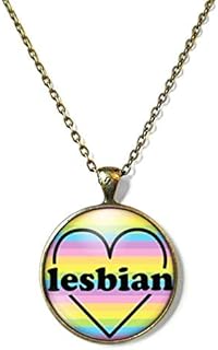 Colar de lésbica Queer Joias de orgulho gay Colar Queer Jewelry Rainbow Casamento Igualdade Love is Love Wins LGBTQ Rights