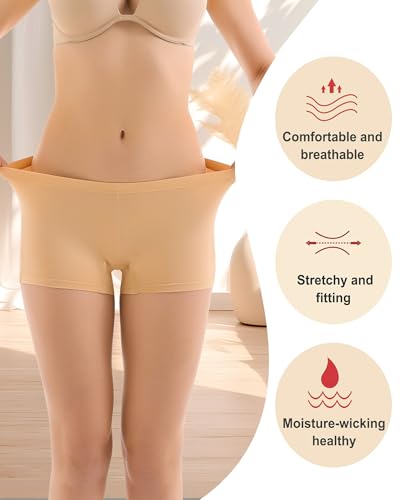 4 Pack Women's Cotton Boyshorts Panties Boxer Briefs for Ladies Full Coverage Underwear4