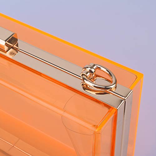Image of WEDDINGHELPER Women Crossbody Shoulder Bag Evening Clutch Purse Acrylic Clear Jelly Box with 2 Removable Chain Purse (Orange)