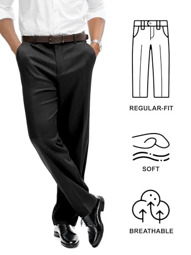 Comdecevis Mens Regular Fit Dress Pants 28"/30"/32" Lightweight Comfy Trousers with Pockets for Work,Golf,Business,Casual4