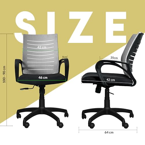 Image of Seventh Heven Bolt Mid Back Revolving Office Chair for Work from Home, Study, and Computer Use | Heavy Duty Base | Ergonomic Mesh Design | Durable & Comfortable Seating (Greyer Mesh)