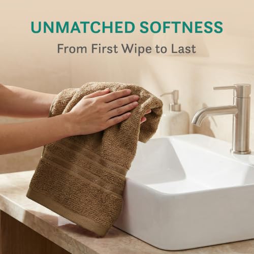 Image of MYTRIDENT Trident Hand Towels, 100% Cotton, Highly Absorbent, Super Soft, 2 Piece Hand Towel Set, 400 GSM, Brown