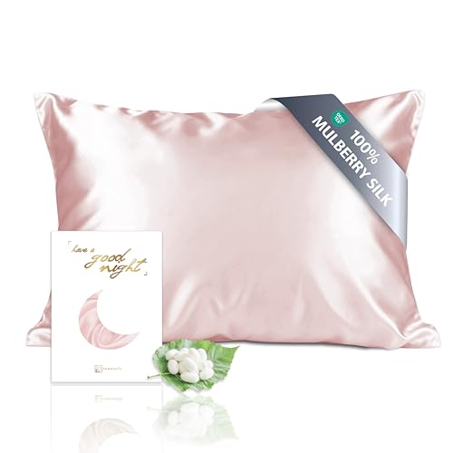 townssilk Doble Cara 100% 19 mm Funda de Almohada de Seda Pura de moras para la Salud del Cabello y la Piel Funda, de Almohada con Cremallera Oculta, 1 Pieza 40x80cm Dusty Pink