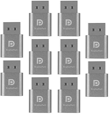 FEICHAO New Virtual Display Adapter DP DisplayPort Dummy Plug 4K Headless Ghost Emulator Connector EDID 1920 * 1080@60Hz (1 Piece,Grey)