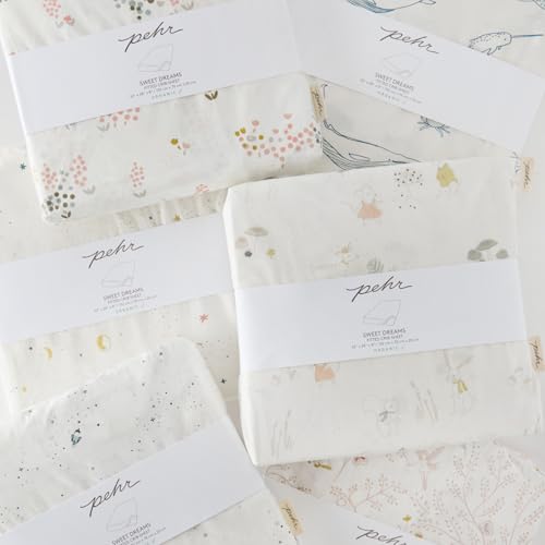 Image of Pehr Crib Sheet, Flower Patch | Breathable Brushed Organic Cotton for Soft Sleep | Fits Standard Crib Mattresses up to 52 inchL x 28 inchW x 8 inchH