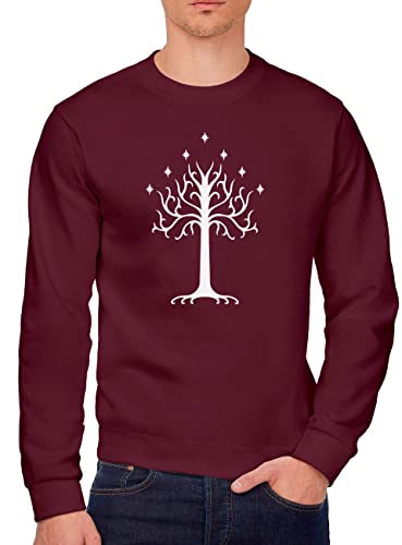 Image of HotScamp White Tree of Gondor - Youth & Mens Sweatshirt - Fantasy Story Movie TV Show XL Maroon