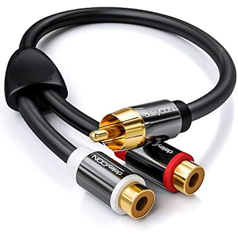 deleyCON 0,2m Audio RCA Y-Adaptador Distribuidor Cable Cover