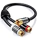 Produktbild deleyCON 0,20m Audio Cinch Y-Adapter Verteiler Kabel für Subwoofer - AUX - 1x RCA Cinch Stecker zu 2x RCA Cinch Buchse - vergoldete Kontakte