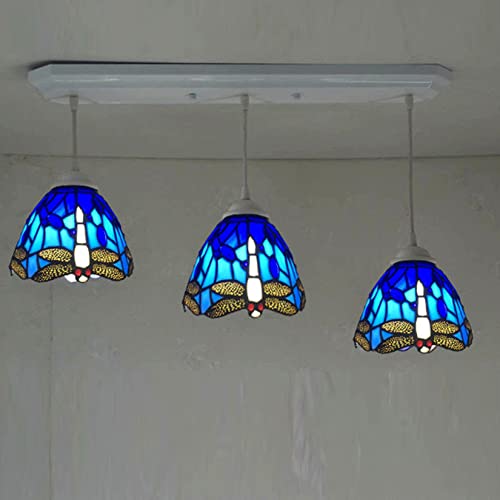 Lampe art pendant rustique plafonnier flush mound vintage bleu orange pour décoration maison