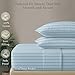 Threadmill 500 Thread Count Twin-XL Size Damask Stripe, 3 Pc Luxury Cotton Bed Sheet Set, Breathable Light Blue Sheets with 15