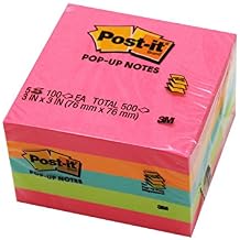Post-it Pop-up Notes, 3" x 3", Assorted, 100 Sheets Per Pad, 5 Pads
