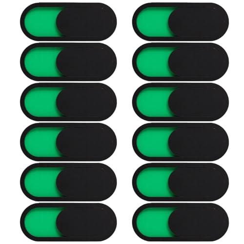 12-Pack Green Webcam Covers with Sliding Indicator