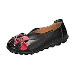  Scarpe in Pelle Primavera Autunno per Le Donne Appartamenti Suola Morbida Motivo Floreale Mocassino Singolo Slip On Scarpe Casual Punta Rotonda all\'aperto