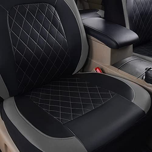 Horse Kingdom Universal Faux Leather Car Seat Covers Two Front, 6 Pieces, Airbag Compatible,Fit For Cars, Suv, Vehicles (Black And Grey) #TOP4