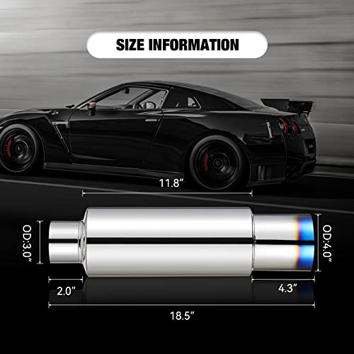 SPELAB Exhaust Muffler Stainless Steel Car Muffler Exhaust Tip N1 Burnt Universal (3" Inlet 4" Outlet)