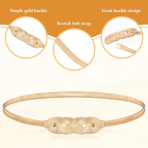 Gold Belt for Dresses Gold Waist Belt Ladies Gold Belt Women Fancy Womens Metal Stretch Elastic Skinny Thin Belt3