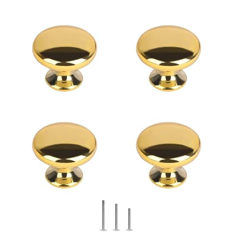 ShipeeKin 4X Gold Drawer Knobs Gold Cabinet Knobs Round 30mm for Kitchen Bathroom Closet Door Cupboard