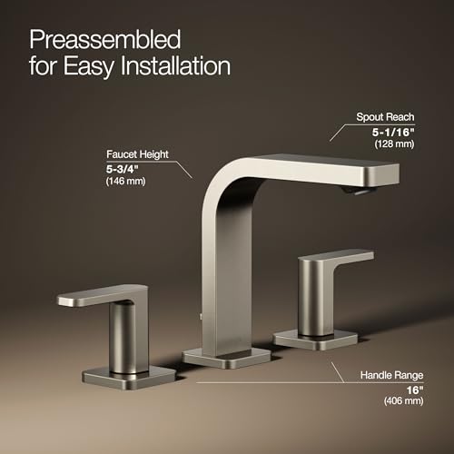 Kohler 23484-4-BN Parallel® Widespread Bathroom Sink Faucet, 1.2 gpm, Vibrant Brushed Nickel thumbnail 3