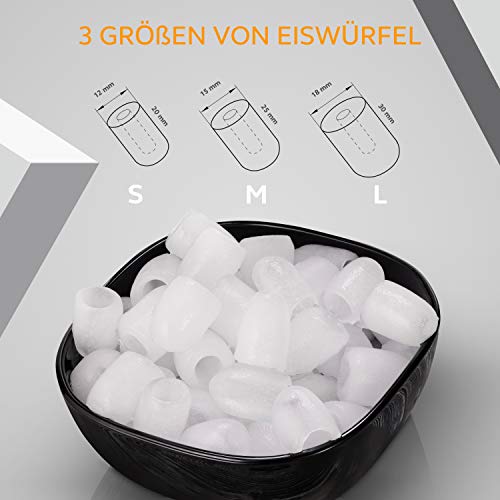 Gemlux Eiswürfelmaschine Edelstahl, Tragbar Eismaschine für Zuhause und Bar, 2.2L, 12kg/24h, 3 Eiswürfel Großen, Leise… – Bild 5