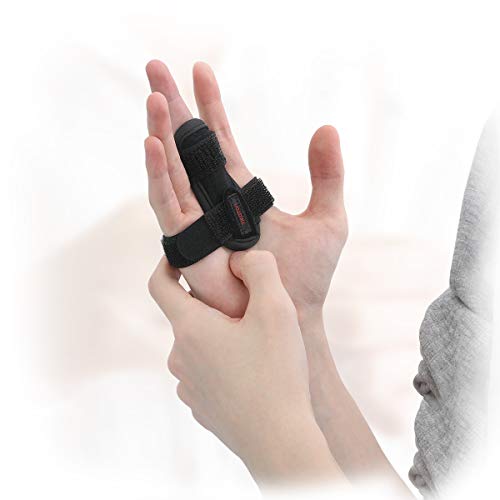 Tikaton Trigger Finger Splint Finger Brace, for Right / Left Hand Stabilizing Support for Sprains, Pain Relief, Mallet Injury, Arthritis, Tendonitis, Adjustable Thumb Brace with Built-in Strips