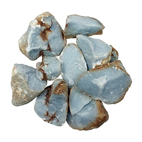 Image of Angelite Raw Crystal Stones 1kg | 3-4 Pcs of Natural Angelite Rough Gemstone for Home Decor, Vastu, Meditation & Crystal Collection | Unshaped Decorative Stones