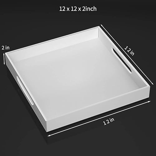 Miniatura 10 de NIUBEE Bandeja acrílica para servir de 10 x 10 pulgadas, a prueba de derrames, bandeja organizadora decorativa transparente para mesa de café