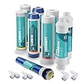 NU Aqua Reverse Osmosis Water Filter System Replacement Set - 5 Stage 1 Year Under Sink Kit - Includes Membrane, Sediment, Carbon Filters, Parts & Fittings - Universal RO Filtration Cartridge Pack