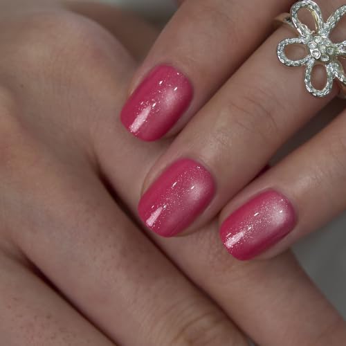 Image of CurvLife Extra Short Square Press On Nails, Pink, Rosy Glaze, Soft Gel