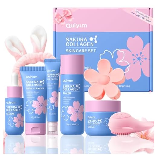 QUIYUM Sakura Collagen Skincare Set - 8-Piece Glass Skin Routine for Women
