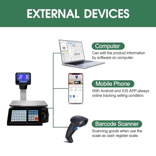 Báscula digital comercial con impresora 30kg con pantalla doble miniatura 4