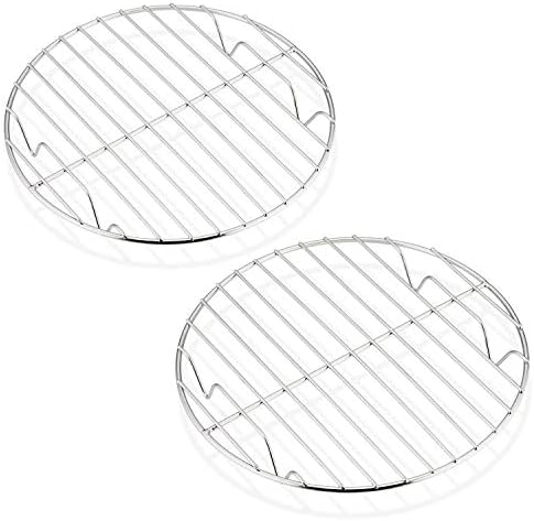 Cooling Rack Set of 2, HaWare 100% Stainless Steel Baking Thick Wire Rack for Cooling/Steaming/Protecting, Mirror Finish & Smooth Edge, & Dishwasher Safe (19cm)
