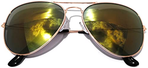 Image of OWL Aviator Sunglasses Mens Womens Metal Frame Assorted Mirrored, Smoke, Tinted Lens Colors