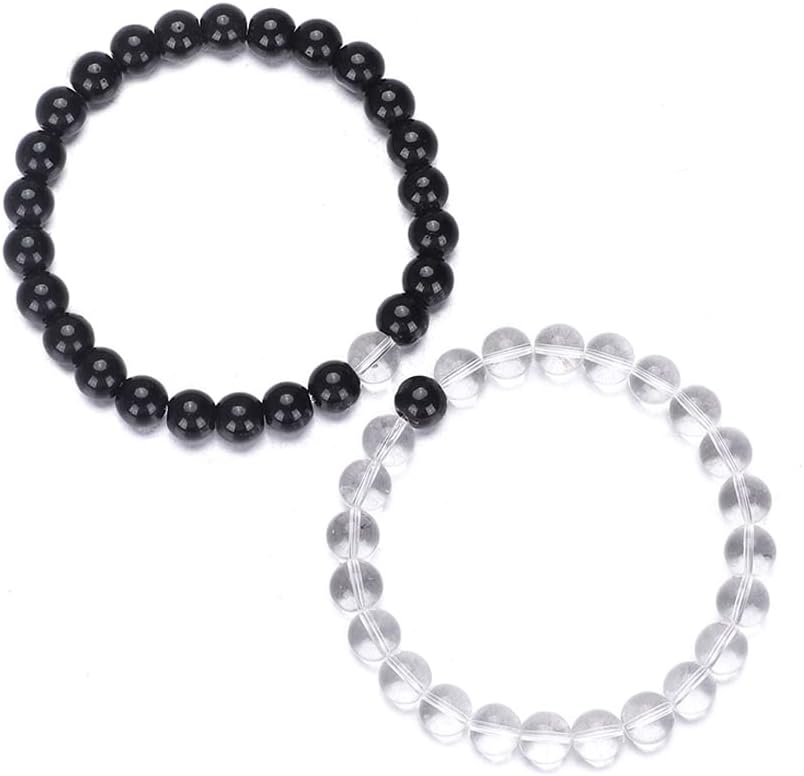 Long Distance Bracelets For Couples, His And Hers Black Onyx Turquoise Forever Stone Bead Bracelet For Lovers, Crystal Healing Gemstone Bracelet For Woman Man(2pcs)