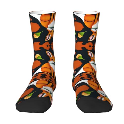 XZDWPY pattern of fox Unisex Mid-Calf Socks 2 Black-2 Polyester Skin-Friendly Moisture-Wicking Fashionable Crew Socks