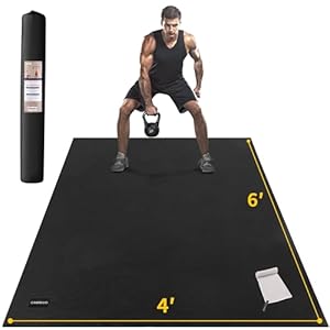 CAMBIVO Large Exercise Mat for Home Workout, 8’x6’/7’x5’/6’x4′ (7 mm) Extra Thick Exercise Mat for Home Gym, Shoe-Friendly, Non-Slip Gym Mat for Jump Rope, Weights, Cardio, Fitness