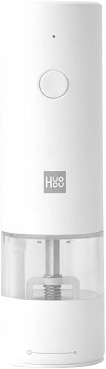 Huohou Electric Grinder Pepper Seasonings Spices Grain Mill Salt Shaker L/E/D Light 5 Modes Kitchen Cooking Tool(Battery 2pcs)