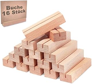 Gipizi 16Pcs Wooden Place Card Holders, Wood Photo Picture Card Holders for Weddings Banquets and Parties, Table Number Holder Stands, Wood Menu Holder for Restaurants