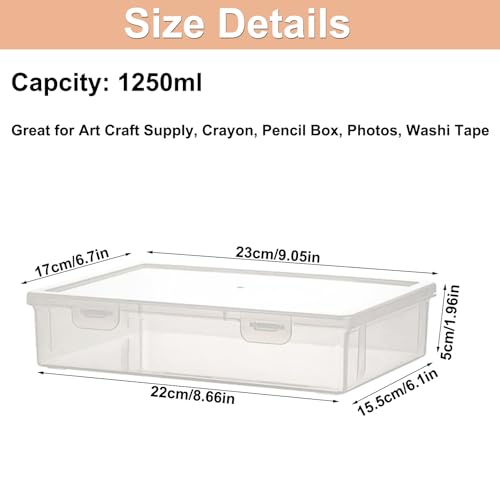 Image of Plastic Storage Container with Latching Lid, Large Pencil Box Clear Plastic Storage Box Multipurpose Craft Organizer and Storage Box for Pencil Photo Art Craft Supply (1)