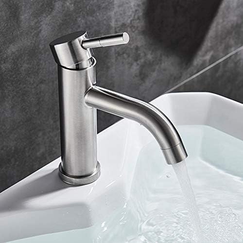 Robinet de lavabo d'eau froide et chaude en nickel brossé durable - 3