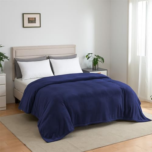 Good Nite Coperta Pile Singolo 150 * 200 Cm - Coperta Plaid Super Morbida, Calda Invernale, Per Plaid Divano, Copriletto, Blu Navy - 7